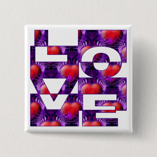LOVE hearts 15 Cm Square Badge