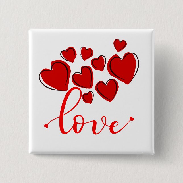 Love - Hearts 15 Cm Square Badge (Front)