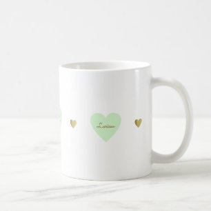 Love Hearts, a romantic & monogrammed white Coffee Mug