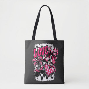 Love Hearts and Cherries Valentine Bow Tote Bag