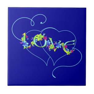 Love Hearts and Flowers Tile