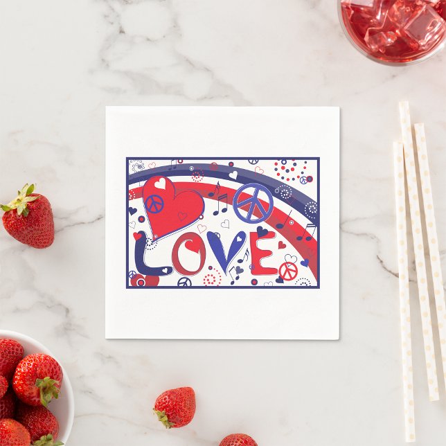 Love Hearts And Musical Notes Paper Napkins (Creator Uploaded)