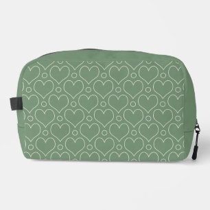 Love Hearts and Polka Dots pattern in Green Dopp Kit