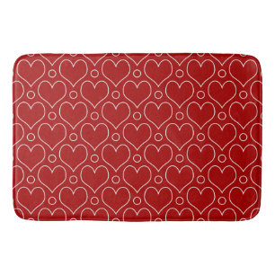 Love Hearts and Polka Dots pattern in Red & White Bath Mat