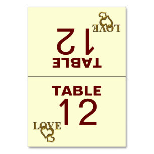 Love Hearts and Red Rose Wedding Folded Table Card