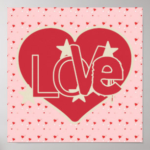 Love Hearts and Stars Poster