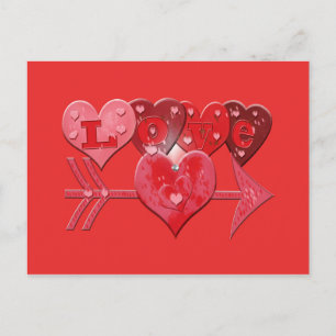 Love Hearts Arrow Postcard