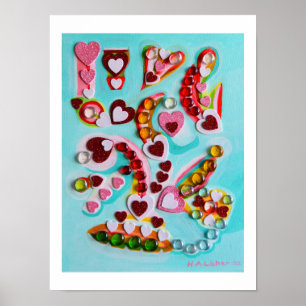 Love hearts art poster