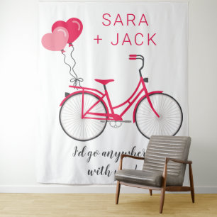 Love Hearts Bicycle Valentine Personalised Custom Tapestry