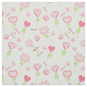 Love Hearts Blooming 2 Fabric