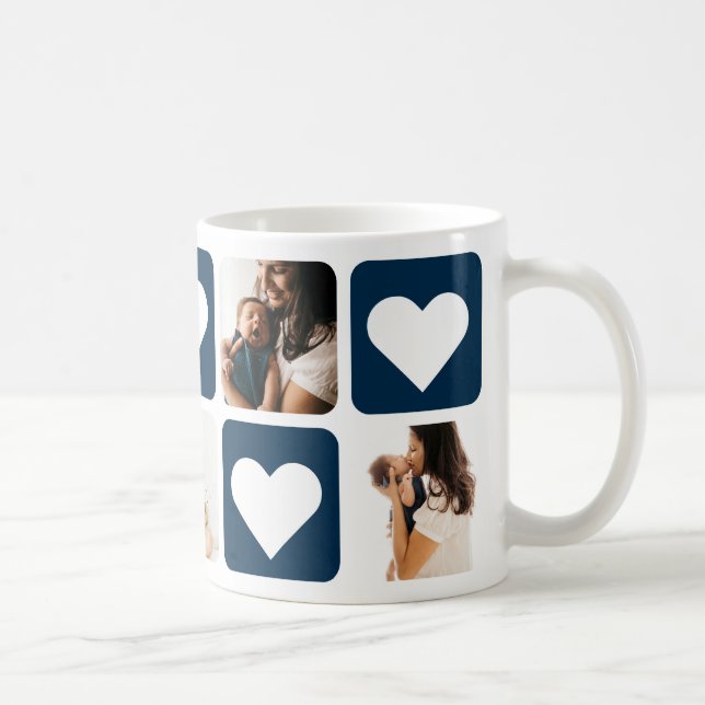 Love Hearts Blue Photo Collage Mug (Right)