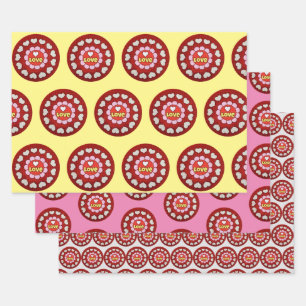 Love Hearts Bright Art Wrapping Craft Paper