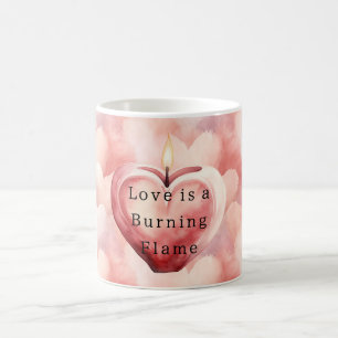 Love Hearts Burning Flame Candle Coffee Mug