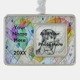 Love Hearts Custom Art Personalised Photo Ornament