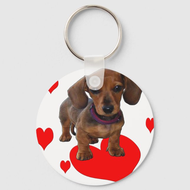 Love (Hearts) Dachsies - Dachshund Key Ring (Front)