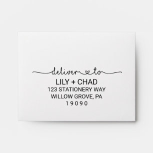 Love Hearts Deliver To Printed Address RSVP Envelope