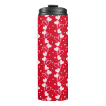 Love Hearts Doddles, Red, Thermal Tumbler