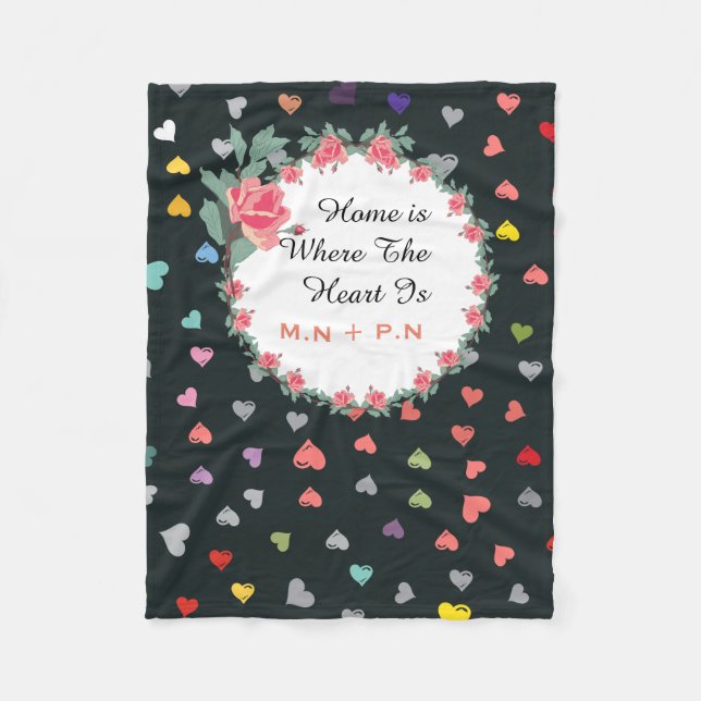 Love Hearts Fleece Blanket (Front)