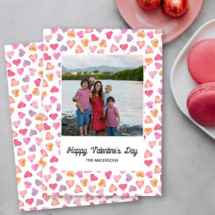 Love Hearts Framed Family Photo Valentine's Day Holiday Card