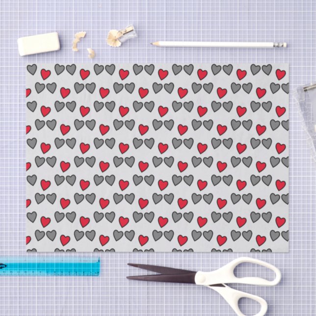 Love hearts grey and red gift tissue paper (Craft)
