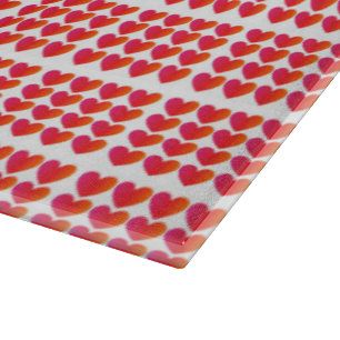 Love Hearts Grid Pattern Red Through Yellow Ombre Cutting Board