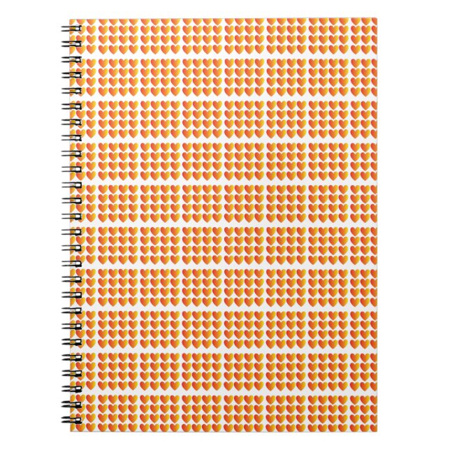Love Hearts Grid Pattern Red Through Yellow Ombre Notebook (Front)