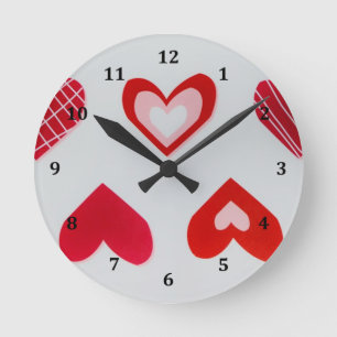Love Hearts Happy Valentine's Day Pattern Round Clock