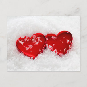 Love Hearts in Snow Postcard