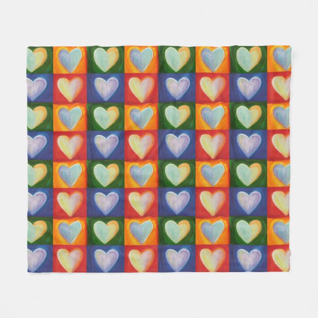 Love Hearts Inspirational Throw Fleece Blankets (Front (Horizontal))