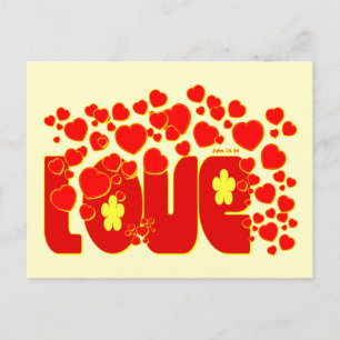 Love Hearts - John 13:34 Postcard