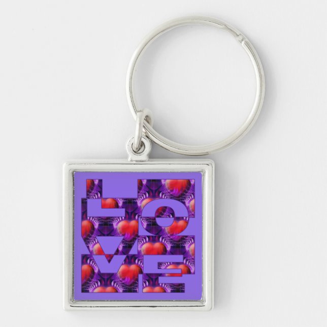 LOVE hearts | lila Key Ring (Front)