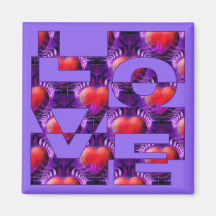 LOVE hearts lila Magnet