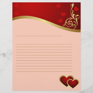 Love Hearts Lined Letterhead