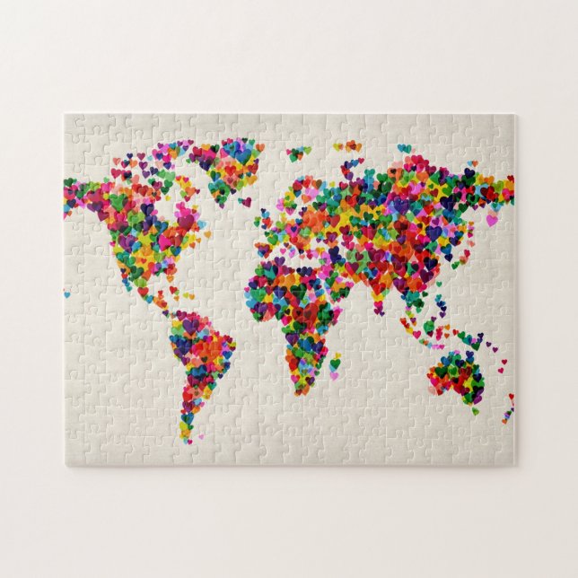 Love Hearts Map of the World Map Jigsaw Puzzle (Horizontal)