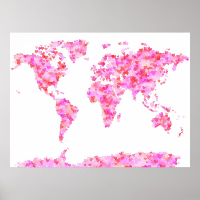 Love Hearts Map of the World Map Poster (Front)