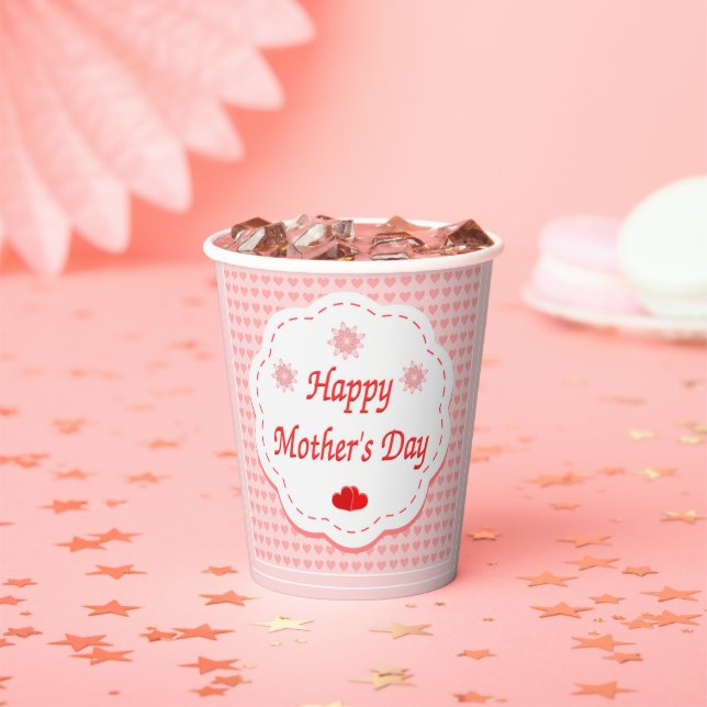 Love hearts mother's day paper cups (Insitu)