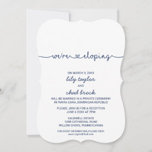 Love Hearts   Navy Blue Elopement Reception Invitation