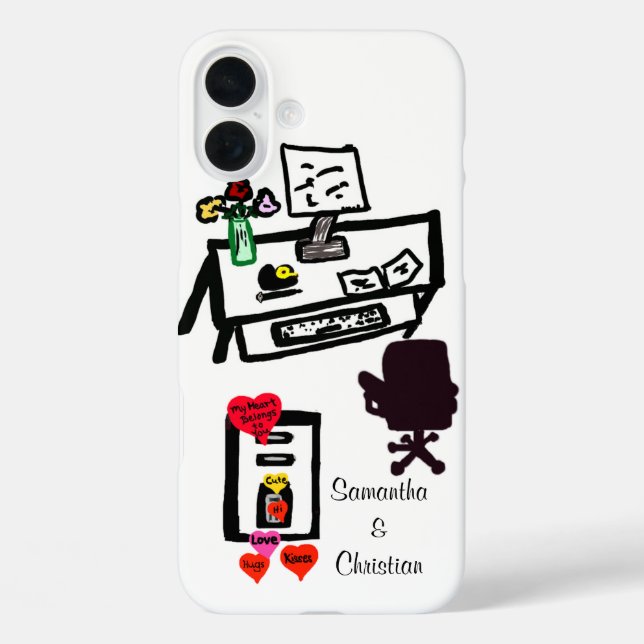 Love Hearts Office Desk Names Case-Mate iPhone Case (Back)