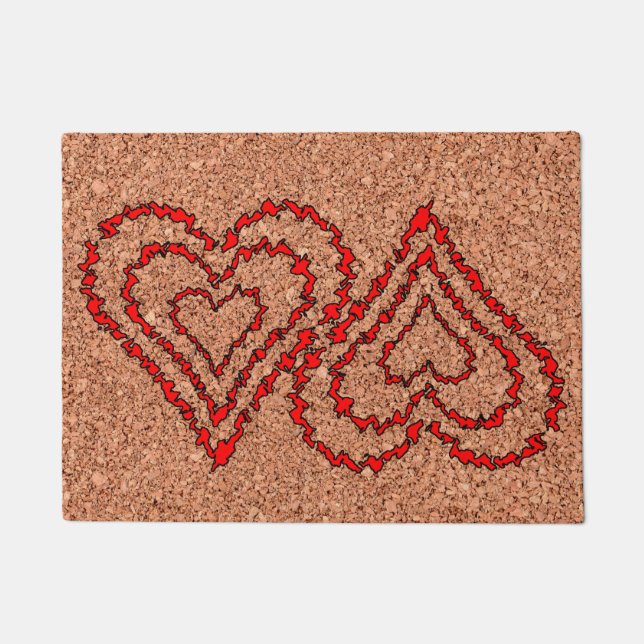 Love Hearts on Cork Board Doormat (Front)