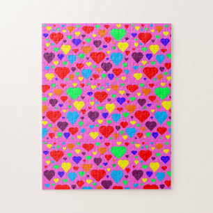 Love hearts on pink Jigsaw puzzle