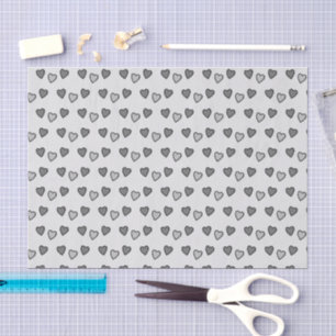 Love hearts pale and dark grey gift tissue paper