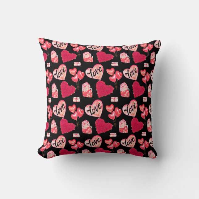 Love Hearts Pattern Cushion (Front)