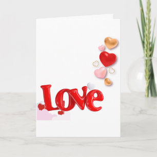 Love & Hearts Personalised Folded Card