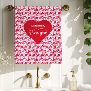 Love Hearts Personalized Valentine Gift Bath Towel