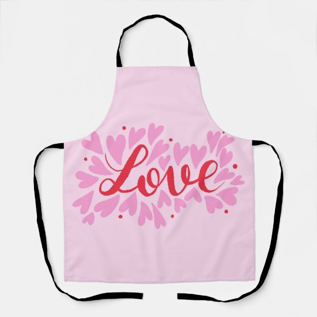 Love hearts - pink and red apron (Front)