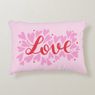 Love hearts - pink and red decorative cushion