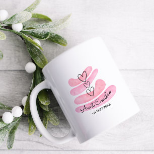 Love Hearts Pink Watercolor Pregnancy Announcement Coffee Mug