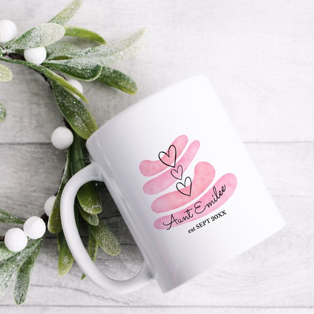 Love Hearts Pink Watercolor Pregnancy Announcement Coffee Mug (Creator Uploaded)