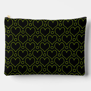 Love Hearts & Polka Dots pattern in Lime Green Accessory Pouch