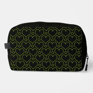 Love Hearts & Polka Dots pattern in Lime Green Dopp Kit